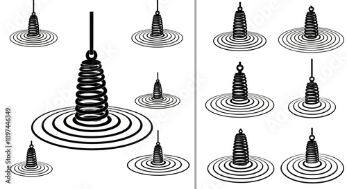 Springs in water, oscillation concept