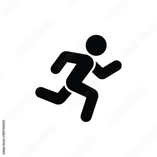 Simple black silhouette of a person actively running forward