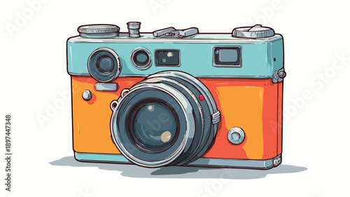Cartoon Style Vector Illustration of Camera with Outline for Creative Projects