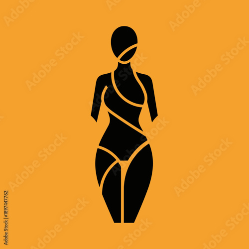 Silhouette of a woman in a swimsuit.