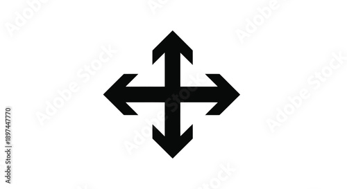 Black directional arrows forming a cross shape on a white background