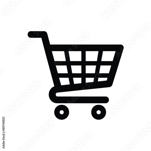 Simple black outline of a shopping cart icon against a white background