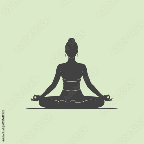 Woman Meditating in Lotus Position Silhouette 1.