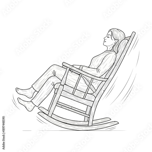 Woman relaxing in a rocking chair.