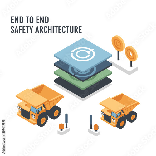 Mining Industry Technology and Machinery Illustration.