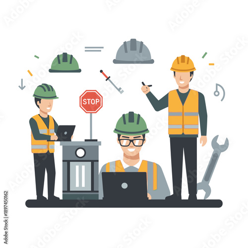 Mining Industry Technology and Machinery Illustration.