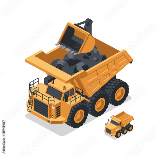 Mining Industry Technology and Machinery Illustration.