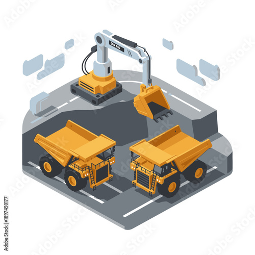 Mining Industry Technology and Machinery Illustration.