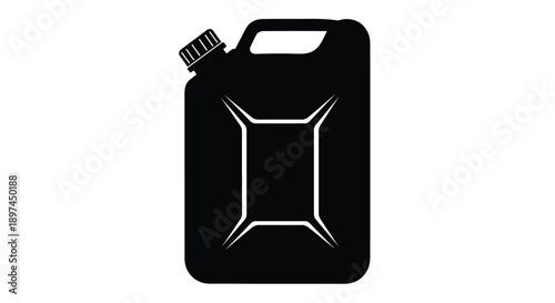 A black silhouette of a plastic jerrycan with a handle and cap