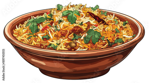 Exotic Indian Biryani in Bowl with Delicious Spices for Culinary Inspiration