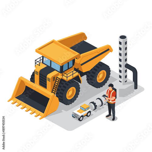 Mining Industry Technology and Machinery Illustration.