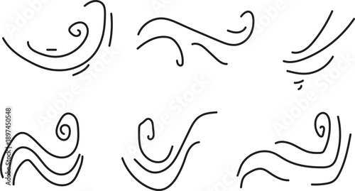 Abstract black lines curving dynamically on a plain white background