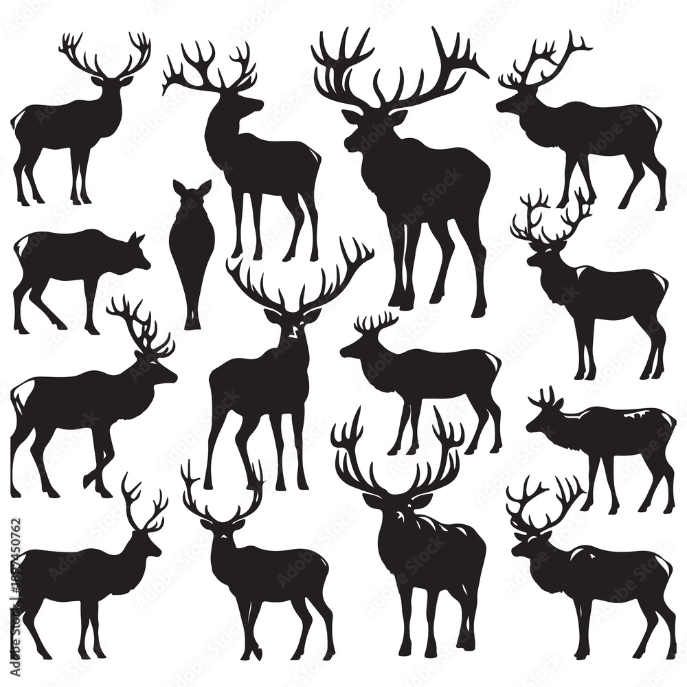 Naklejka premium deer silhouettes set