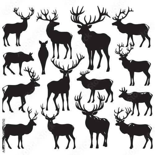 deer silhouettes set