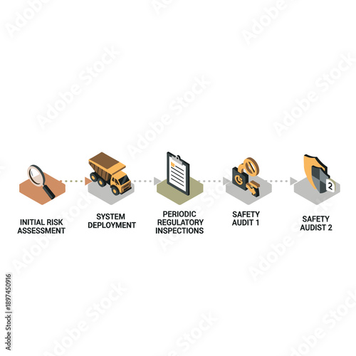 Mining Industry Technology and Machinery Illustration.