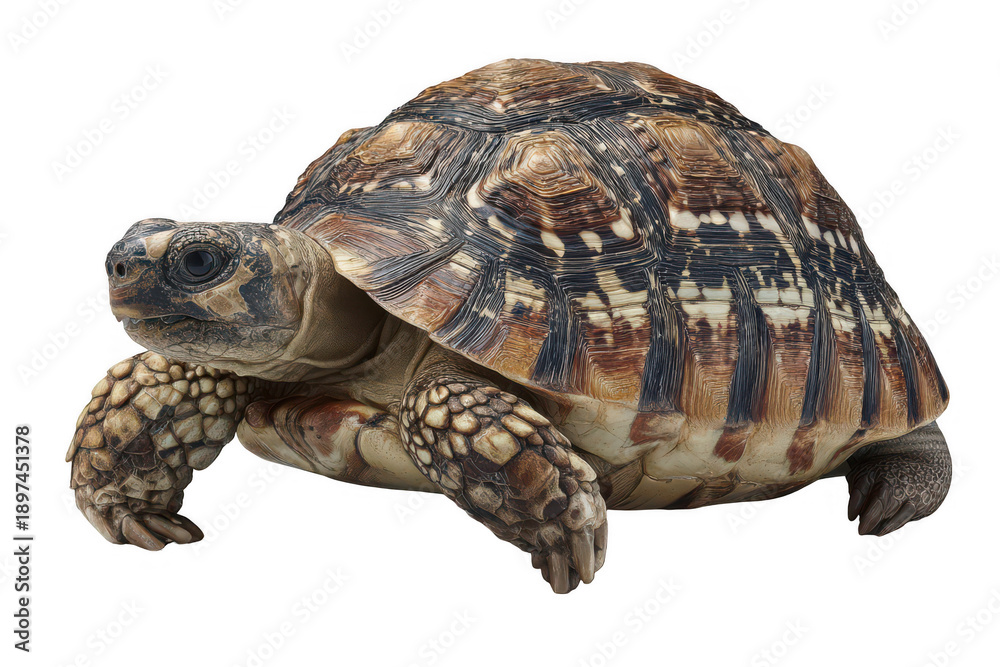 Obraz premium A brown and white turtle is laying on its back