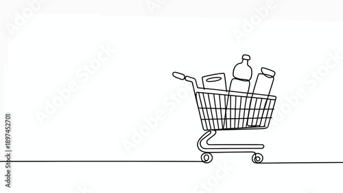 Shopping cart with groceries