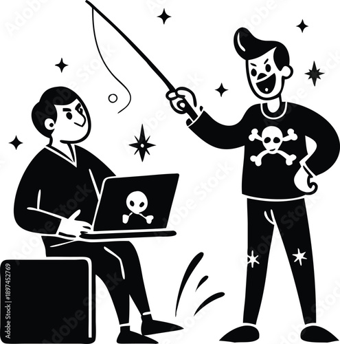 Phishing Attack Illustration Cyber Threat Luring Victim Online Security Vector