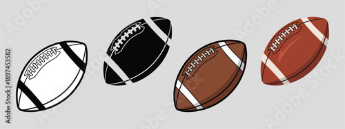 Simple American football gridiron ball set, vector illustration