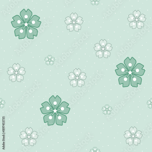Minimal Pastel Floral Seamless Pattern, Cute Flower Illustration for Kids and Fabric Design