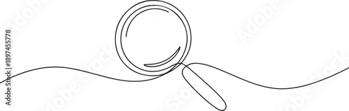 Photos Continuous one line drawing of magnifying glass