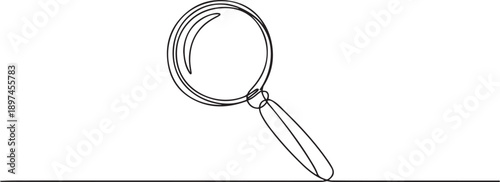 Continuous one line drawing of magnifying glass.one line victor illustration in white Background.