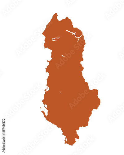 Map of Albania, sign silhouette. World Map Globe. Vector Illustration isolated on white background. Europe continent.