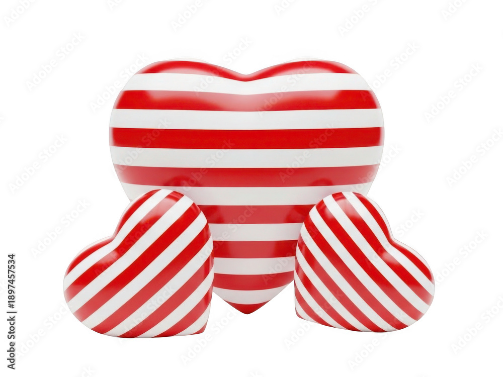 Obraz premium Striped hearts decoration isolated on transparent background