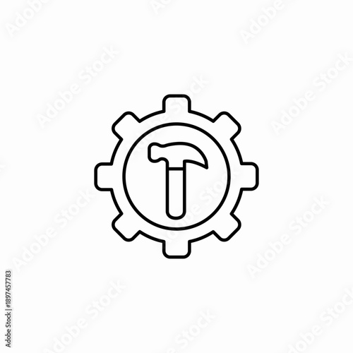 gear hammer tool icon sign vector