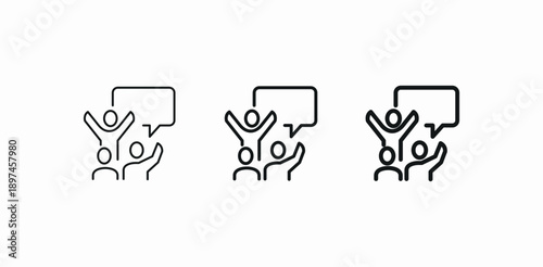 group speaking comment icon sign vector