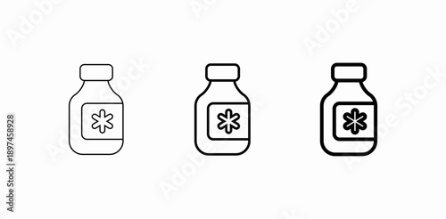 labeled medicine bottle icon sign vector
