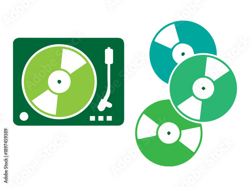 Turntable with vinyl records