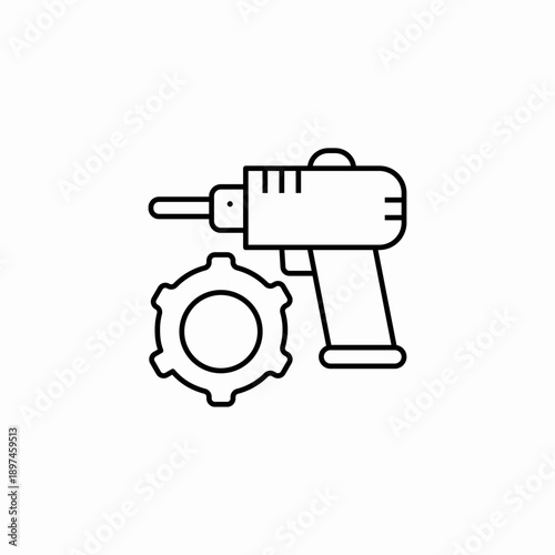 mechanical drill gear icon sign vector