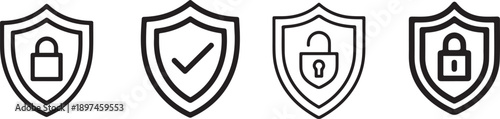 The primary function of this graphic is as an icon representing security, privacy, and protection in digital contexts.one line victor illustration in white Background.