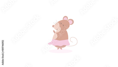 Cute baby mouse ballerina illustration