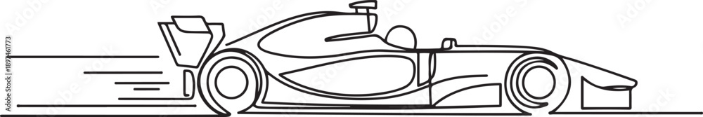 Obraz premium formula racing car fast sport line art. one line Art icon drawing vector