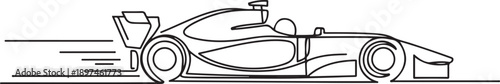formula racing car fast sport line art. one line Art icon drawing vector
