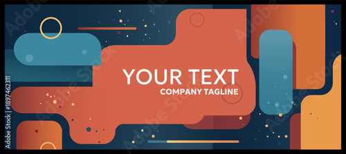 Abstract flat geometric background with rounded shapes and dark blue backdrop