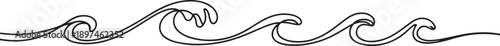 Sea waves set in one line drawing art.one line icon illustration in white Background.