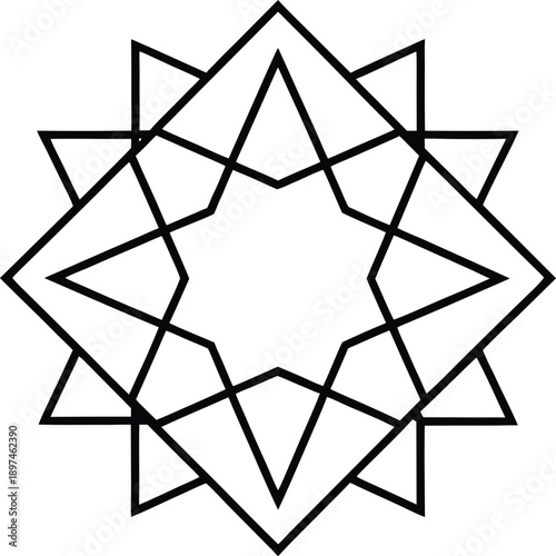 Eight-Pointed Islamic Star Rub el Hizb Pattern