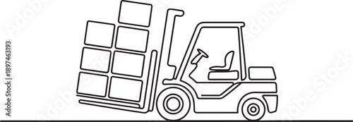 cargo boxes transportation tool work industry line art. one line Art icon drawing vector
