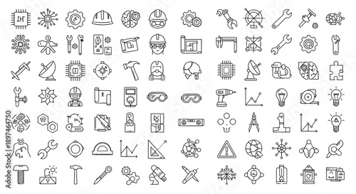 Engineering tools and concepts outline icons