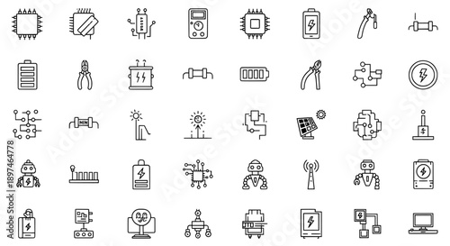 Electronics engineering line icons