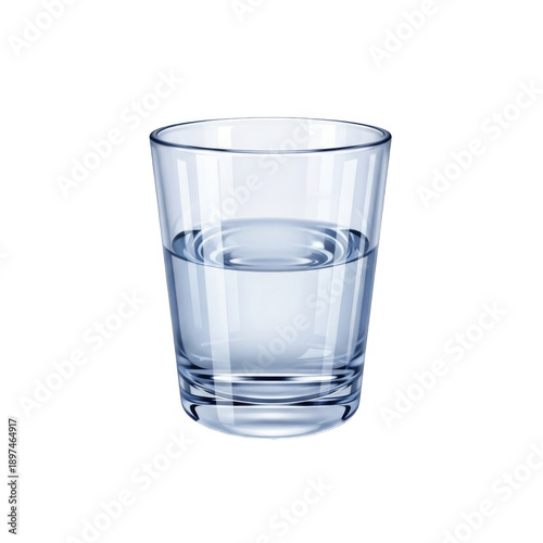 Water in Clear Glass Cup Against Transparent Background Still Life