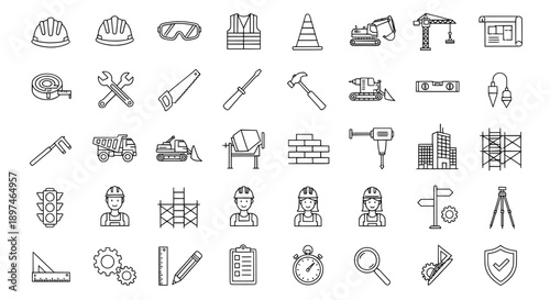 Construction icons set