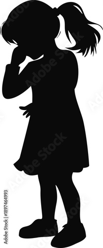 Silhouette Of A Girl Trying To Suppress A Giggle