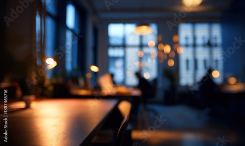 Wallpaper Mural A blurry image of a room with a table and chairs Torontodigital.ca