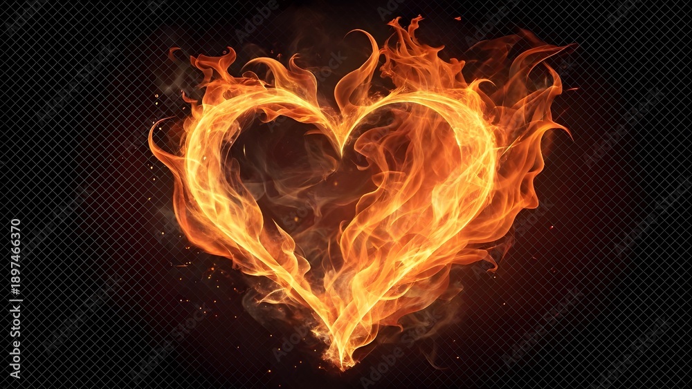 Fototapeta premium Fiery Love Flame Symbol Romantic Valentine PNG 