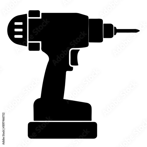 Electric drill machine silhouette vector