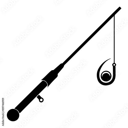 fishing rod icon, vector illustration